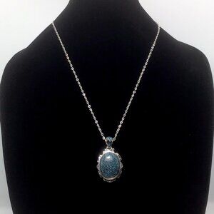 Sterling Silver Turquoise Pendant And Chain Handmade 17 Grams 24” New